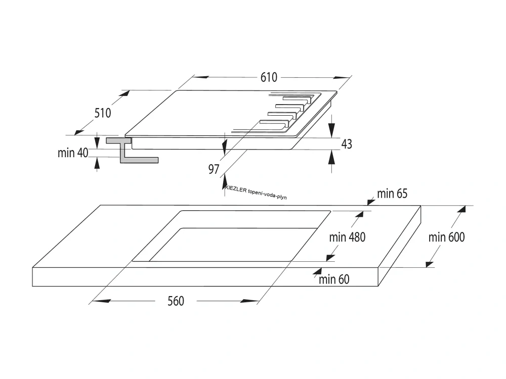Vestavná deska plynová Mora 645 GB8 na propan butan